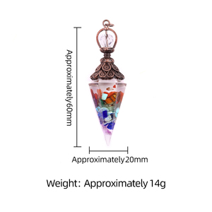 Vente en gros de pendule en résine de cuivre antique en cristal naturel pendule hexagone en résine pendentif chakra en cristal de cuivre - Product Image 2