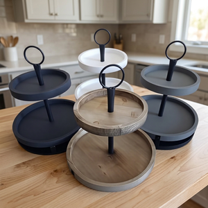 Custom Finished Acacia <b>Wooden</b> 8-Piece <b>Cupcake</b> <b>Stand</b> Fancy Ins Style Cake Decorating Tool Eco-Friendly Dishwasher Safe BS - Product Image 1