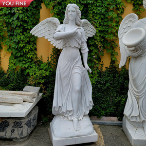 Statues religieuses <span class=keywords><strong>en</strong></span> marbre de grande taille <span class=keywords><strong>pour</strong></span> <span class=keywords><strong>jardin</strong></span>, <span class=keywords><strong>ange</strong></span> féminin avec des ailes, sculpture - Product Image 5