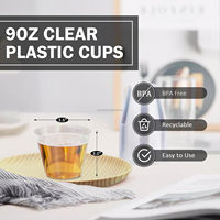 Gobelets en plastique jetables transparents de 9oz avec logo personnalisé Gobelets en plastique transparent Gobelets verres de fête robustes Gobelets jetables