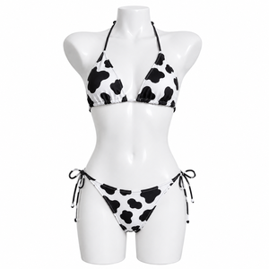 Conjunto de Bikini con Estampado de Vaca, Top Triangular y Braguita de Tanga, Traje de Baño para Mujer - Product Image 2