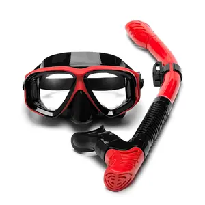 Anti-Beschlag gehärtetes Glas Linse Silikon-Maske, Schürzen Riemen, trockene Oberfläche, Sonnenschutz, kostenlose Schwimm-Maske und Boots-Set