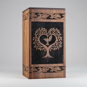 โกศไม้ธรรมชาติสีน้ำตาลสไตล์อเมริกันทำมือสำหรับเผาศพ  แบบโมเดิร์นสำหรับผู้ใหญ่ชายหญิง  สำหรับงานศพและฝังศพ  รับทำโลโก้ตามสั่ง - Product Image 1