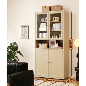 Bibliothèque moderne en acier avec portes et étagères en verre pour le rangement à domicile, au bureau ou dans le salon - Product Image 3