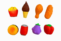 Boîte de présentation de jouets squishy anti-stress à montée lente, à effet sonore ASMR, aux designs fast-food (frites, cola, hamburger), croquants
