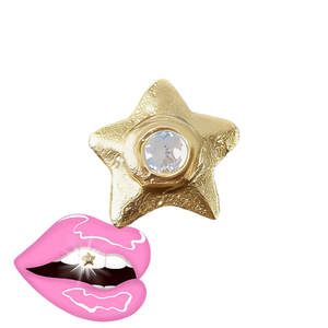 Grillz dentaire en or 8K en forme d'étoile avec zircone, bijoux dentaires personnalisés, style Bling Hip Hop - Product Image 1