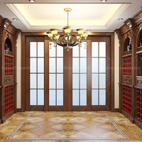 Comptoir de bar classique américain en bois massif avec porte-bouteilles, mobilier de bar de luxe sur mesure pour la maison avec vitrine et rangement