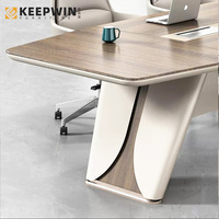 Ensemble de meubles de bureau de luxe modernes en forme de L pour directeur, responsable, PDG, patron, bureau de direction, table de bureau