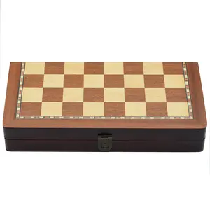 Jeu d'échecs magnétique en bois 15 '', jeu d'échecs pliant, fentes de rangement, jeu d'échecs pour débutants, enfants et adultes