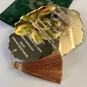 <span class=keywords><strong>Ensemble</strong></span> de cartes de vœux et d'enveloppes en velours haut de gamme avec pompon, carte d'invitation en acrylique miroir pour <span class=keywords><strong>mariage</strong></span>, impression personnalisée - Product Image 4