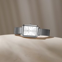 Montres pour femmes Gohuos 7824, style minimaliste, cadran carré, bracelet en acier maillé, étanches à 30 m, montre de luxe tendance pour femme avec boîte