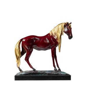 Sculpture en laiton de cheval Akhal Teke, cuivre et or, faite à la main, décoration artistique, cadeau pour salon - Product Image 2