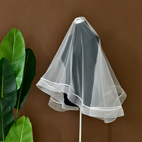 Super Fairy-Like Double-Couche Élastique Maille Ourlet Court Voile Nouvelle Dentelle De Mariage Chapeaux pour les Mariées Fête De Mariage Voiles De Voyage