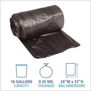 Bolsas de Basura Domésticas Boardwalk BWK2432L-Negras, Grado Ligero, Perforadas, sin Núcleo, en Rollo, para Contenedores de 12-16 Galones - Product Image 3