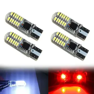 Bombilla LED Flash estroboscópica de Gel de sílice, 194, 168, 3014, 24 SMD, 12V, CC T10, blanco, rojo, amarillo, azul, T10, W5W