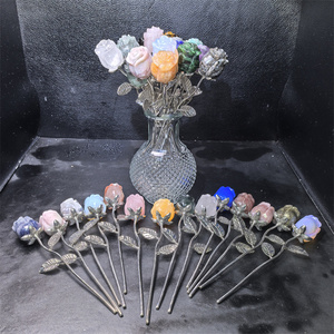 Ramo di Cristallo Curativo Intagliato a Mano all'Ingrosso, Fiore di Quarzo Rosa Trasparente per Regalo - Product Image 3