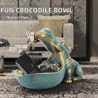 SE7ART Home Fun Grande Statue Crocodile Hippopotame à Bouche Géante, Plateau à Bonbons et Bol à Clés, en Résine Peinte à la Main, Thème Animalier, Décoration de Salon Tendance