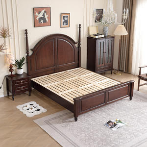 <span class=keywords><strong>Lit</strong></span> <span class=keywords><strong>double</strong></span> en bois de noyer massif de style américain 1,8 m <span class=keywords><strong>Lit</strong></span> de rangement haut rétro noir pour la chambre principale ou les petits appartements - Product Image 6