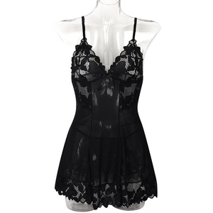 The New Lacy Print Comfort Nightdress Slimming Waist Sexy Underwear Dress Embroidered Sexy Nightdress With Bow - Product Image 6