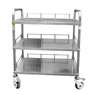 Lichtgewicht Mobiele Drievoudige Medische Roestvrijstalen Medische <span class=keywords><strong>Trolley</strong></span> Zonder Laden 3-laags Instrumentenwagen - Product Image 1