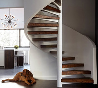 Escalier hélicoïdal moderne, modulaire, préfabriqué, extérieur, en spirale, en acier préfabriqué, en bois, en acier au carbone, métal, diamètre = 50,8 mm