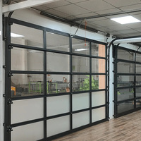 Porte de garage sectionnelle automatique en aluminium avec miroir en verre trempé, porte de garage industrielle sectionnelle pour deux voitures