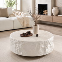 Table basse ronde en fibre de verre, aspect pierre naturelle Wabi Sabi, meubles de salon