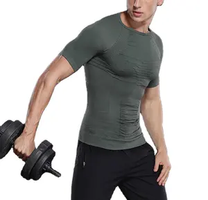 מותג פרטי שרירים גברים פעיל למעלה לנשימה חלקה זכר חולצה רב צבע חדר כושר אימון הלבשה