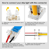 Connecteurs d'angle sans soudure pour bandes LED COB en forme de L, étanches IP20, en plastique, 2, 3 ou 4 broches, pour bandes de 8 mm et 10 mm