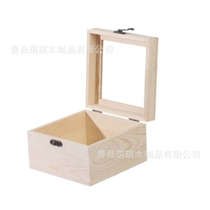 Caja de regalo de madera con tapa de cristal, caja de almacenamiento rectangular de madera de pino con cerradura para recuerdos de boda, regalos artesanales - Product Image 4