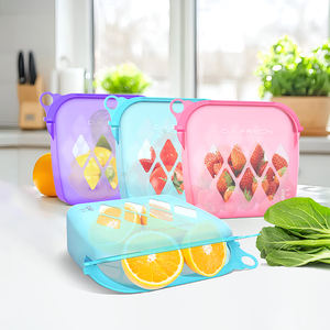 Juego de Bolsas de Silicona Reutilizables de 1500 ml (50.72 oz) para Almacenamiento y Organización del Hogar, Contenedores Magnéticos Verticales para Almacenamiento de Alimentos y Preparación de Comidas - Product Image 1