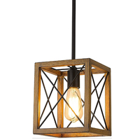 Lampe suspendue industrielle en bois, forme de dôme carré, Style américain, rétro, ferme, idéal pour une cuisine