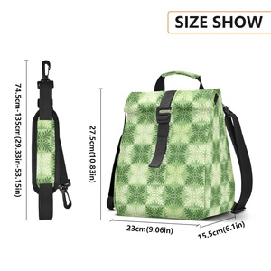 Sac isotherme pour déjeuner en cuir PU avec fermeture velcro, imprimé Aloha vert hawaïen, design personnalisé, 8L, avec bretelles, pour femmes - Product Image 3