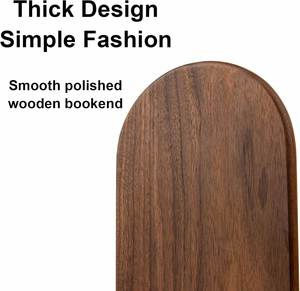 Custom Solid American Black Walnut Handcrafted Shandong <b>Bookends</b> Child-Safe Rounded Corners Vertical Desktop Bookshelf Organizer - Product Image 4