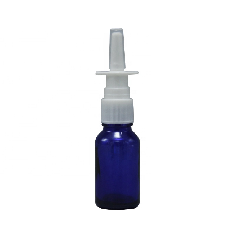 1/2oz 15ml Transparent Blue Brown Green Nasal Sprayers Refillable Press Spray Head Spray Glass Bottles For Saline Solutions