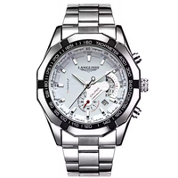 Montre en verre de quartz imperméable 1801, bracelet en acier inoxydable lumineux, diamètre 45 mm, largeur du bracelet 25 mm, affichage à aiguilles