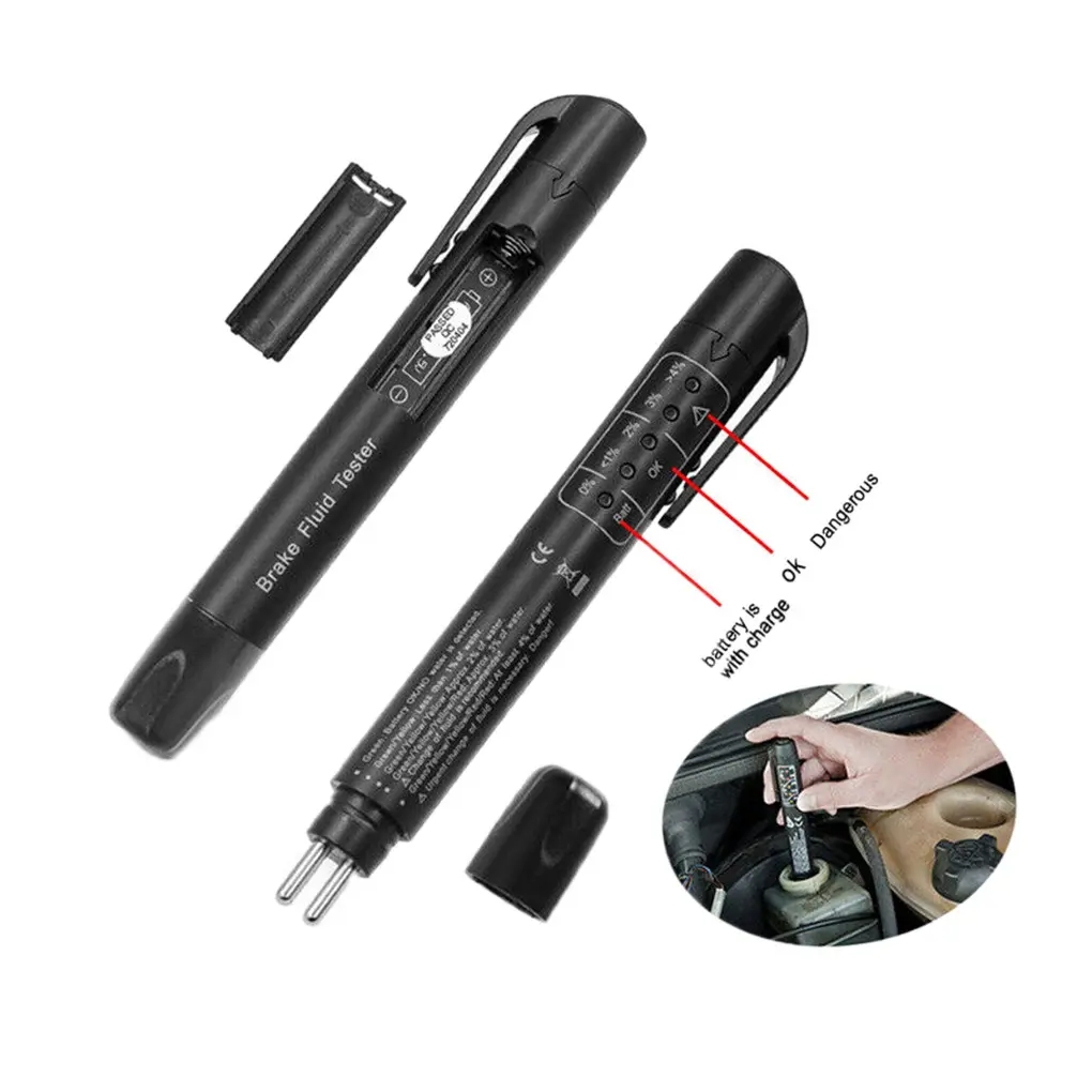 Bremsflüssigkeits-Öltester genauer Bremsflüssigkeits-Tester Stift 5 LED Digital Tester Auto-Testwerkzeug Auto Öl-Flüssigkeitsdetektor