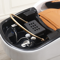Lit de lavage de cheveux de luxe 4D ShiLu, direct usine, avec bassin en céramique moderne et massage électrique intégral pour spa capillaire