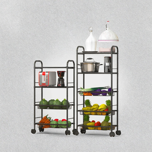 Modern Multilayer Durable Waterproof Movable Carbon Steel Multifunction Kitchen Cart Trolley <b>Dish</b> <b>Rack</b> Storage Holder - Product Image 3