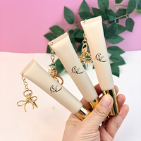 Gloss à lèvres repulpant hydratant et baume à lèvres végétalien 20ML, effet nude, or, argent, avec porte-clés mignon, marque privée