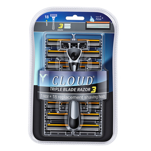 Cuchilla de <span class=keywords><strong>Afeitar</strong></span> Desechable <span class=keywords><strong>para</strong></span> <span class=keywords><strong>Hombre</strong></span> CLOUD con Triple Hoja y Mango de ABS, 1+18 Cuchillas, Personalizable - Product Image 1