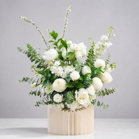 Boule de fleurs artificielles en soie de luxe pour centre de table de mariage, arrangement blanc et vert, taille et couleur personnalisées
