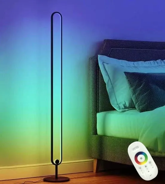 O Shape Remote Control LED Light Bedroom Living Room Atmosphere Color Changing Vertical RGB Standing Floor Lamp for Home