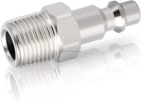 Raccords industriels mâles de type M 1/4 pouce, filetage NPT chromé en acier, débit 1/4 pouce, pour tuyau de compresseur d'air 300 PSI