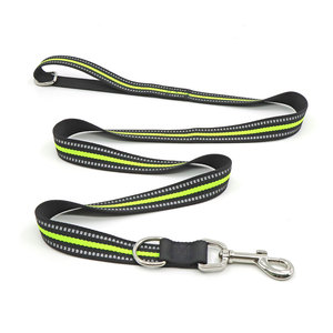 Laisse pour chien en nylon réfléchissant, fermoir en métal, rayures noires, style simple, laisses pour animaux de compagnie, laisses pour chien avec nylon réfléchissant - Product Image 2