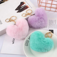 Nouveau porte-clés en peluche cœur avec pompon léopard pour femme, pendentif pour sacs et clés de voiture