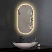 Nouveau miroir intelligent LED ovale mural sans cadre anti-buée moderne et personnalisé pour salle de bain et coiffeuse