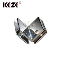 KEZE Charnière d'angle moderne en laiton à visser pour porte de douche en verre sans cadre, quincaillerie de salle de bain, garantie 3 ans