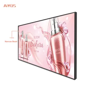 Ticari Ultra ince duvar montaj LCD reklam ekranı 32 inç Android çerçeve temperli cam IR dokunmatik Panel dijital tabela