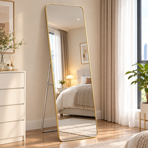 Miroir décoratif <span class=keywords><strong>sur</strong></span> <span class=keywords><strong>pied</strong></span> en verre ultra clair avec cadre en alliage d'aluminium rectangulaire/en forme d'arche pour mur - Product Image 2
